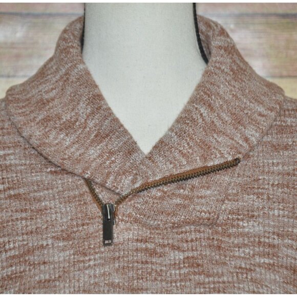 Express Ladies Brown Zip Shawl Collar Sweater Size M Cotton Warm Casual - Picture 3 of 14